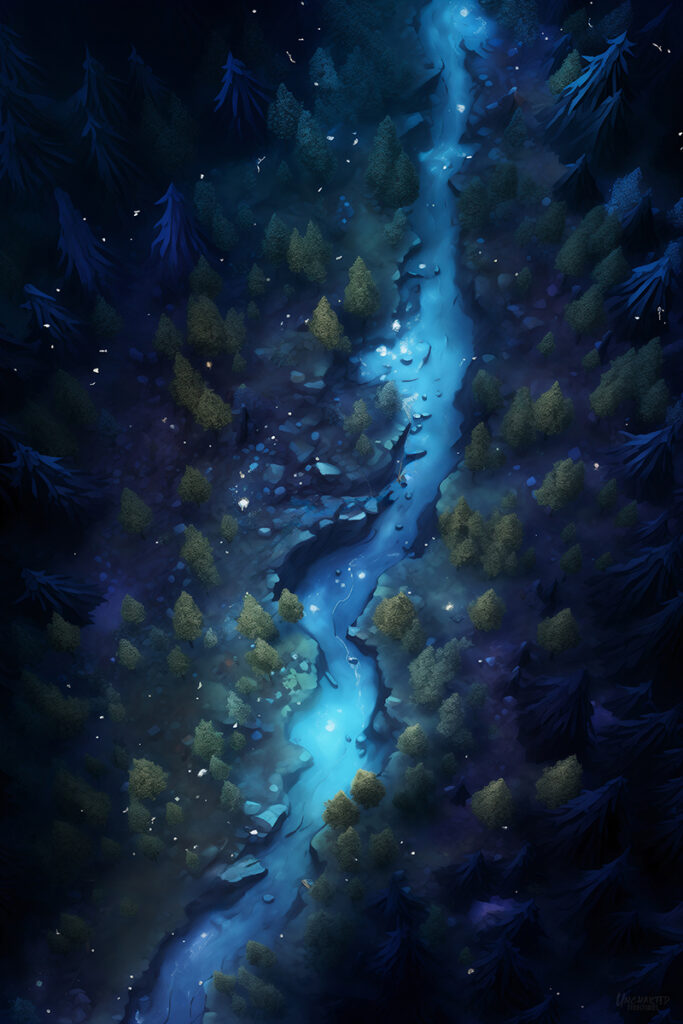 Moonlit River Forest