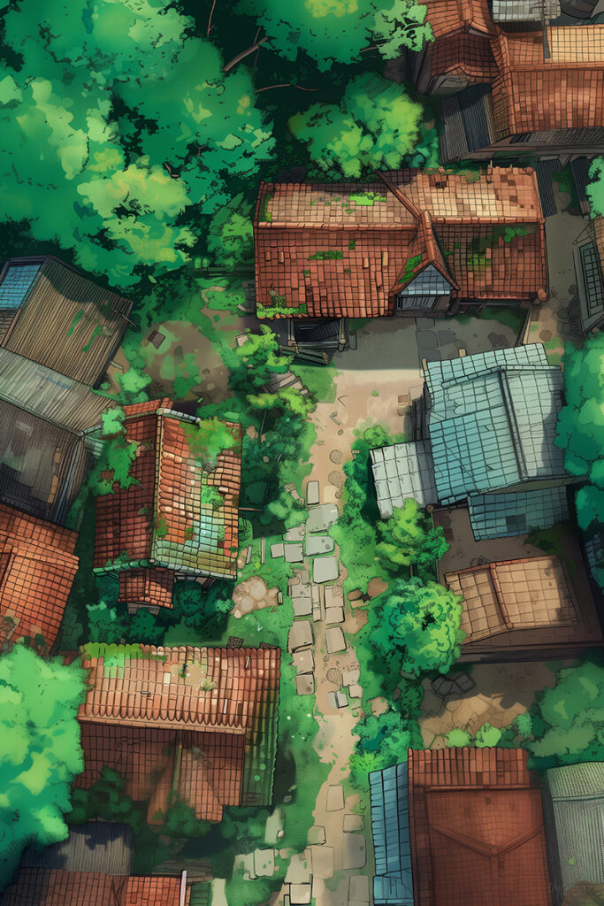 The Quiet Village of Mossy Roofs