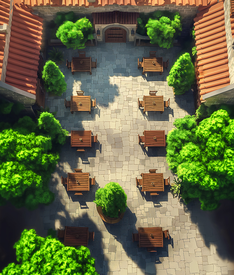 Tree-Shaded Tavern Patio