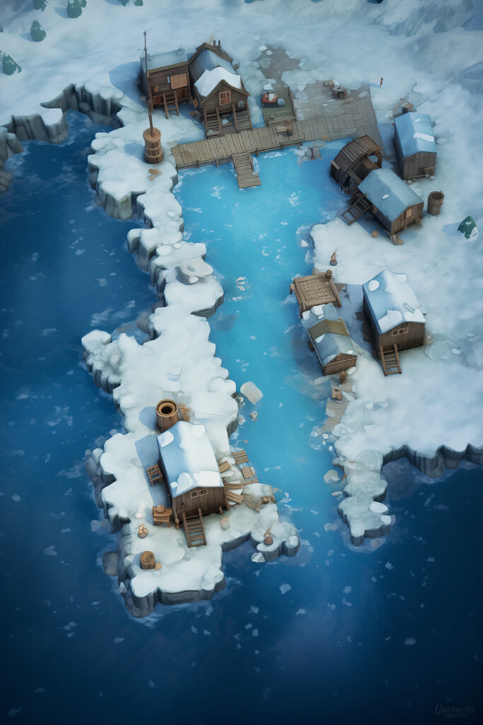 Winter Village by the Icy Bay