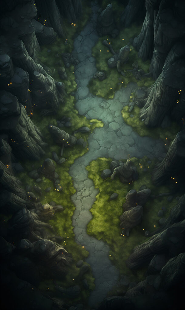 Winding Path of Glowing Stones